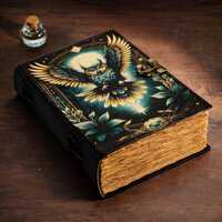 400 Page Owl Leather Journal, Personalised Fantasy Spellbook Grimoire Diary, Dark Academia, Book of
