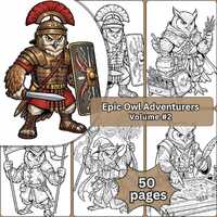 Epic Owl Adventurers Premium  Coloring Book: Fantasy D&D Style (Digital PDF Download) (Vol 2)