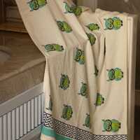 Kids Owl Beach Towel, Waffle Cotton Baby Towel, Hand Block Print Bath Towel, Lightweight Quick Dry P