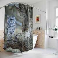 Owl Forest Shower Curtain | Wildlife Nature Bathroom Decor