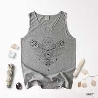 Barn Owl Tank Top Comfort Colors, Mystic Minimalist Yoga Tank, Spiritual Witchy Bird Tops, Whimsical