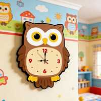 Owl Clock Personalized Name Animal Wall Art, Modern Silent Acrylic Clock, Kids Bedroom - Owl Wall A