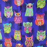 Funky Embellished Owls on Purple Fabric BTY, Timeless Treasures OWL C1934, 100% Cotton Fabric By the