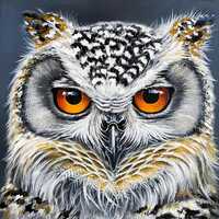 Original Snowy Owl Oil Painting, Wildlife Animal Art, 16x16 Inch Canvas Home Decor