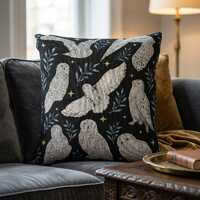 Flying Snowy Owls Woven Tapestry Throw Pillow