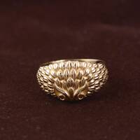 Owl Ring Gold, Animal Statement Ring, Vintage Style Owl Band, Boho Nature Jewelry, Textured Gold Rin