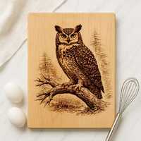 Owl Charcuterie Design PNG, Hunting Chopping Board PNG, Nature Cutting Board Digital File, Laser Eng