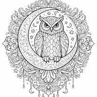 Owl Coloring Page for Adults Printable, Mandala Owl Coloring Sheet, Night Owl Art, Stress Relief Col