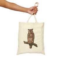 Great Horned Owl Tote Bag, Owl Lover Gift, Natural Canvas, Vintage Style Owl, Funny Totes, Nature Ba