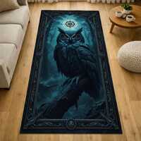 Owl Runner Rug, Dark Gothic Hallway Carpet, Mystical Forest Design, Celestial Home Decor
