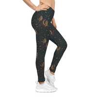 Celestial Nouveau Owl Print Leggings | Art Nouveau Boho Mystical Yoga Pants