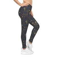 Celestial Nouveau Owl Leggings | Gold Boho Mystical All Over Print | Mucha Style Witchy Yoga Pants G