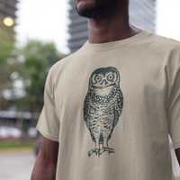 Linocut Owl Shirt, Dark Academia Tee, Goblincore Clothing, Nature Lover Witchy Gift, Folk Art Bird, 