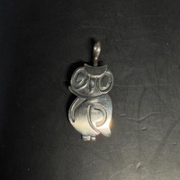 Sterling Silver Owl Pendant Minimalist Bird Charm 925