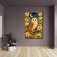 Unique Gift for Owl Lovers Canvas, Magical Nature Art,Dreamy Dorm Room Canvas, Intricate Floral and 