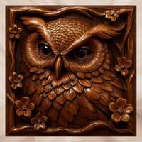 Owl Bird 3D Relief STL | Floral Owl CNC Wood Carving File | Decorative Owl Bas Relief Model for CNC 