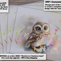 Owl Floral Watercolor Heat Transfer DTF Ready to Press
