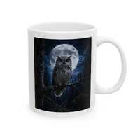 EYES of  THE NIGHT Owl Mug, Long Eared Owl Mug, Owl Coffee Mug, Wildlife Ceramic Mug, 11oz 15oz Natu