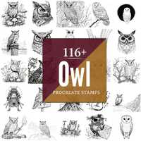 Owl Procreate Brushes & PNG Bundle | 116+ Designs (Digital Download)