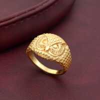 Gold Owl Statement Ring, Detailed Wise Owl Jewelry for Women, Intricate Bird Symbol Band, Unique Ani