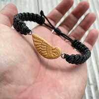 Owl Wood Bracelet, Handmade Wooden Owl Charm Bracelet, Adjustable Cord Bracelet, Unisex Jewelry, Nat