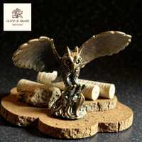 Solid Brass Flying Owl Statue &ndash; Detailed Miniature Bird Sculpture, Wisdom Symbol Desk Decor