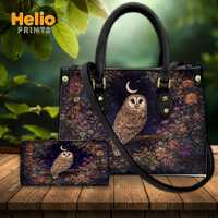 Owl Moon Tote Bag, Witchy Forest Handbag, Dark Floral Night Owl Purse, Mystical Cottagecore Bag, Vin