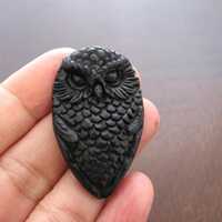 Hand-Carved Buffalo horn Owl Totem  Pendant, Jewelry making supplies