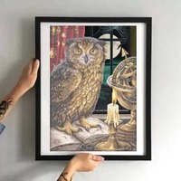 Wise Owl Bead Embroidery Kit, bird DIY Beadwork kit Beading kit Hand embroidery Beaded Stitching sta