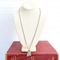 Vintage Owl Pendant Necklace, Silver Tone, 24 Inch Link Chain