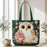 Quilted Owl Tote Bag, Floral Owl Tote, Cute Animal Tote Bag, Owl Lover Gift, Cottagecore Tote, Aesth