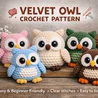 Velvet Owl Crochet Pattern, Amigurumi Plush Tutorial (PDF Download)