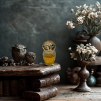 Vintage Avon “Occur!” Owl Cologne Bottle – Clear Glass with Gold‑Tone Plastic He