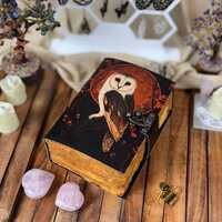 Owl Leather Journal, Gothic Barn Owl Notebook, Vintage Deckle Edge Diary, Lockable Handmade Journal,