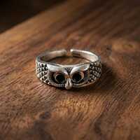 Owl Ring Antique Silver, Owl Adjustable Ring, Animal Ring, Boho Ring, Vintage Ring, Handmade Ring, G
