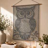 Filet Crochet Owl Pattern Chart, Animal Wall Hanging, Curtain Panel Design (PDF Download)