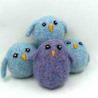 Purple or aqua felted owlet toy, handmade owl stuffed animal