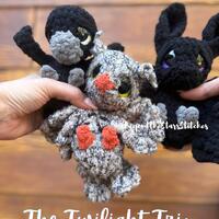 Twilight Trio Snugglers | Bat, Owl & Crow Crochet Pattern Bundle | Cozy Night Critters | No Sew 
