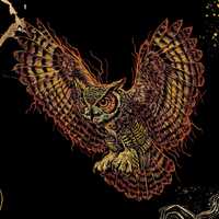 Flying Owl Embroidery Design | Wings Spread Gothic Bird Art | Jacket Hoodie Patch DIY | Digital Down