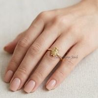 Minimalist Owl Ring in 14K Yellow Gold Plated– Handmade Bird-Inspired Fine Jewelry, Unique Lov