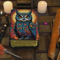 Owl Leather Journal Vintage Diary, Handmade Paper Grimoire Witchcraft Spell Book Mystical Writing No