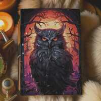 Handmade Owl Leather Journal: Gothic Witchcraft Grimoire, Book of Shadows
