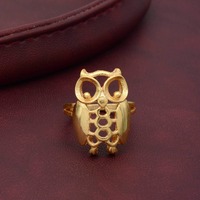 Handmade Gold-Plated Owl Ring, Vintage Wisdom Inspired Animal Jewelry for Women, Gift for Mom.
