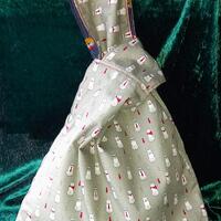 Cats and Owls Reversible Japanese Knot Bag Medium