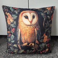 William Morris Inspired Owl Themed Cushion Cover New 45cm X 45cm Zip Closure