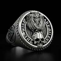 Owl Skull Ring 925 Silver &ndash; Wisdom Ring &ndash; Symbolic Ring &ndash; Gothic Ring &ndash; Mens