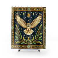 Landing Owl Shower Curtain | Owl Illustration, Bathroom Decor