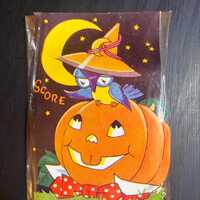 Vintage Halloween Owl Pumpkin Score Card (Unused Ephemera)