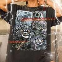 Owl 90s Vintage Retro Bootleg Owl Shirt, Night Bird Graphic Tee, Forest Animal Fan Apparel