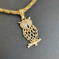 Jewelry 10k solid yellow owl gold Pendant charm